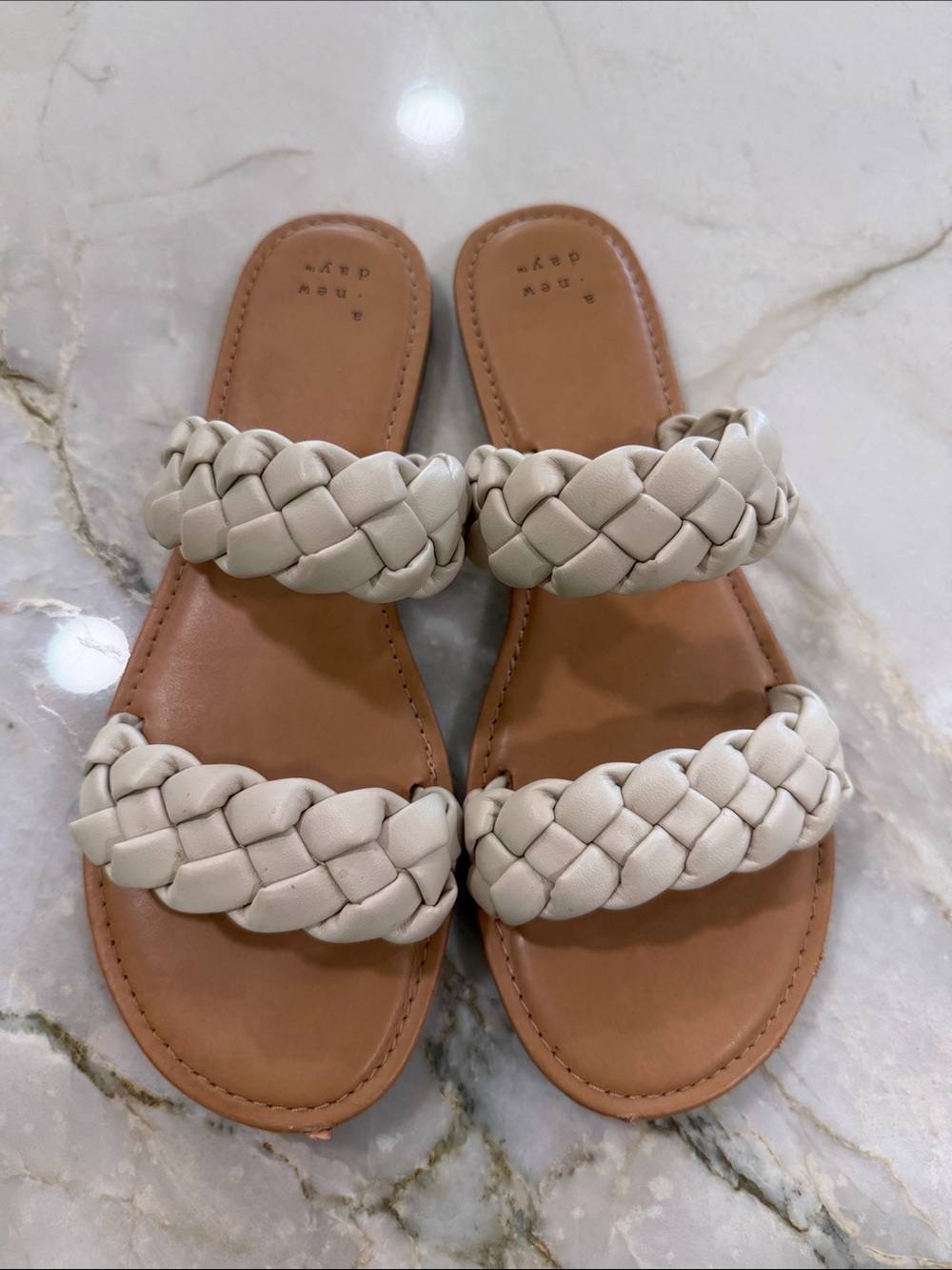 a new day Braided Double-Strap Slide Sandals - Cream